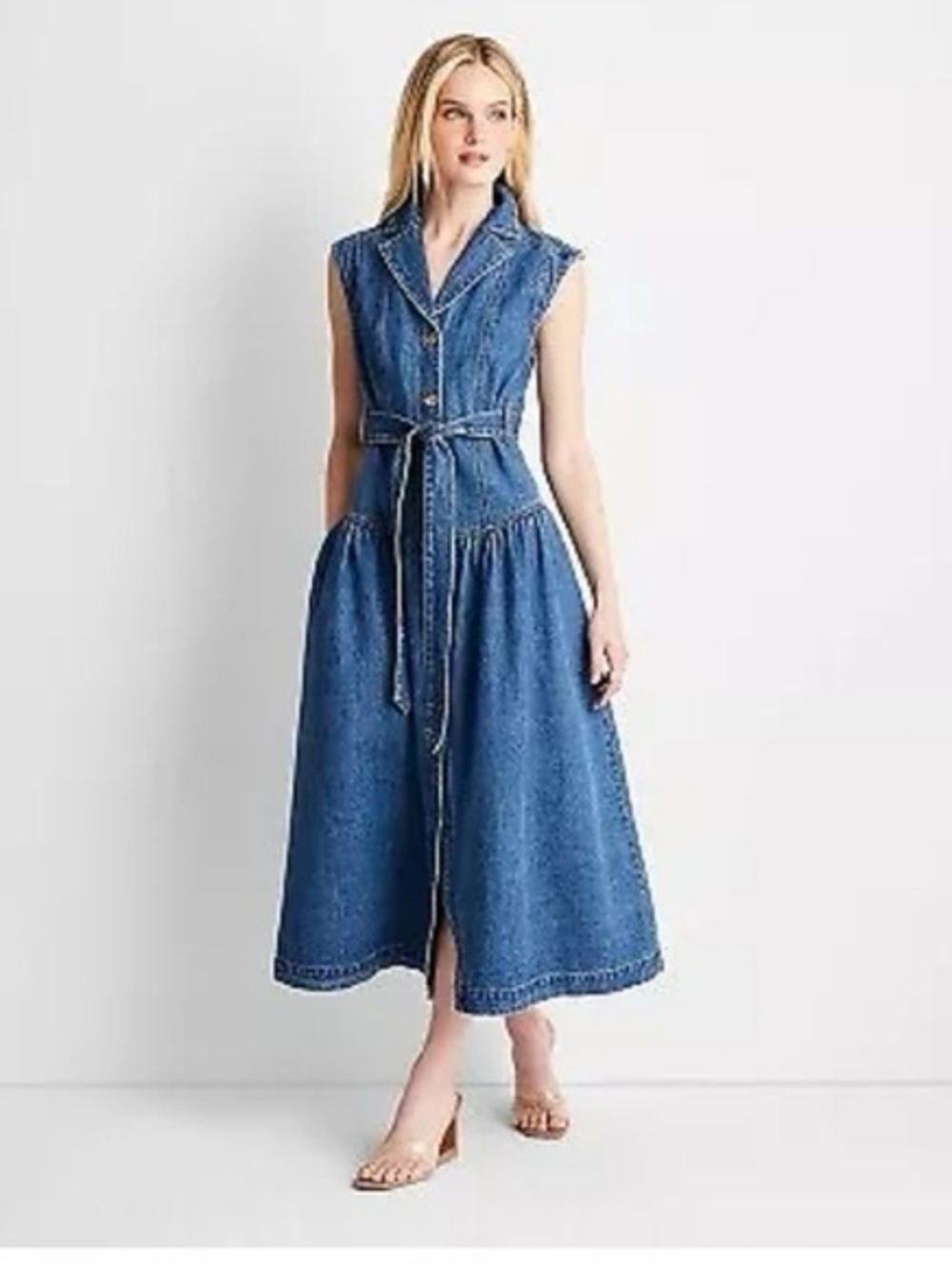 Future Collective x Jenee Naylor Sleeveless Denim Midi Dress